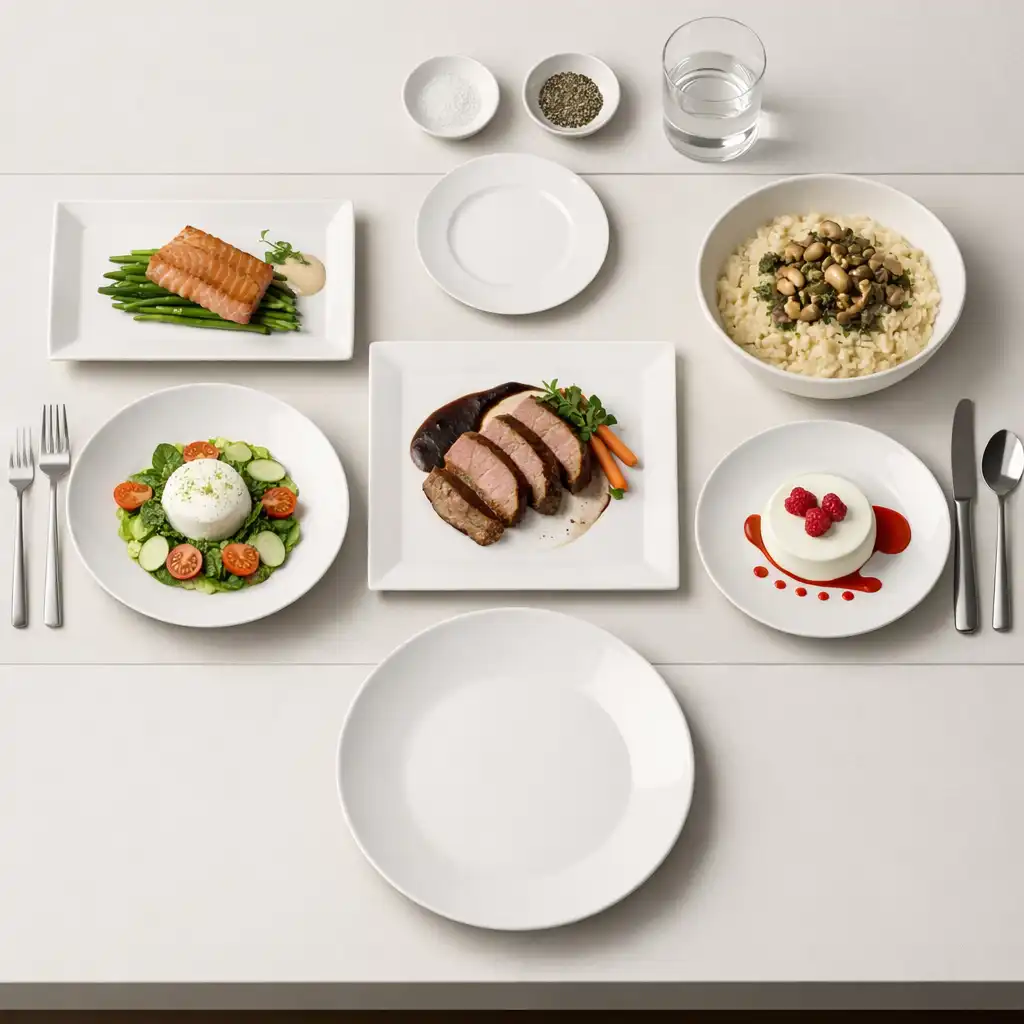 Structured dining table arrangement
