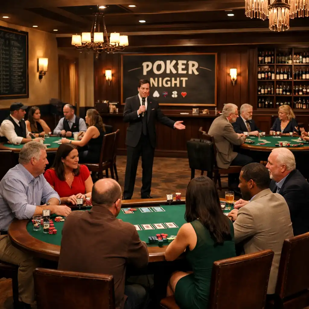 Guests enjoying structured poker event