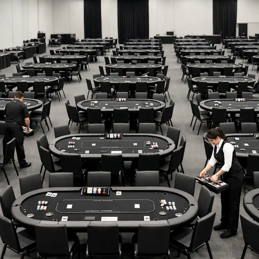 Venue setup with aligned tables
