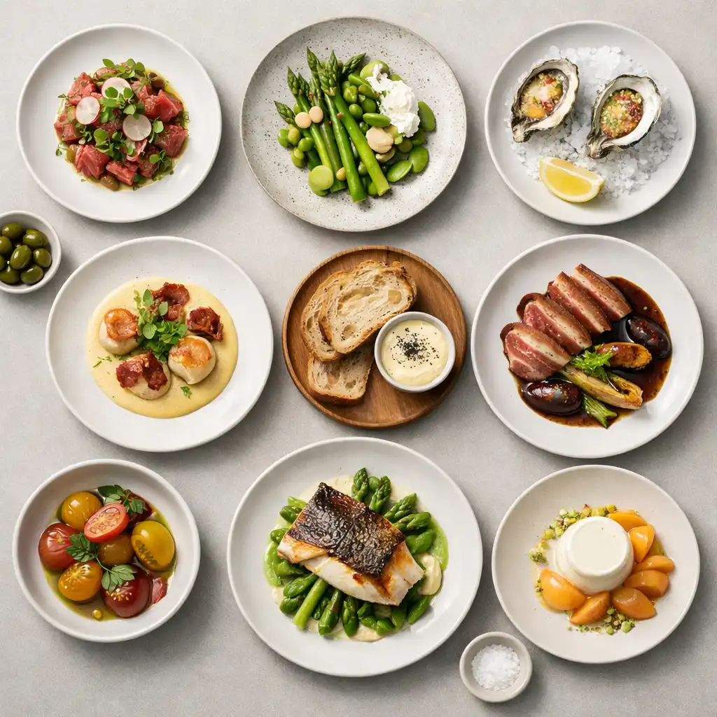 Structured shared dining menu layout