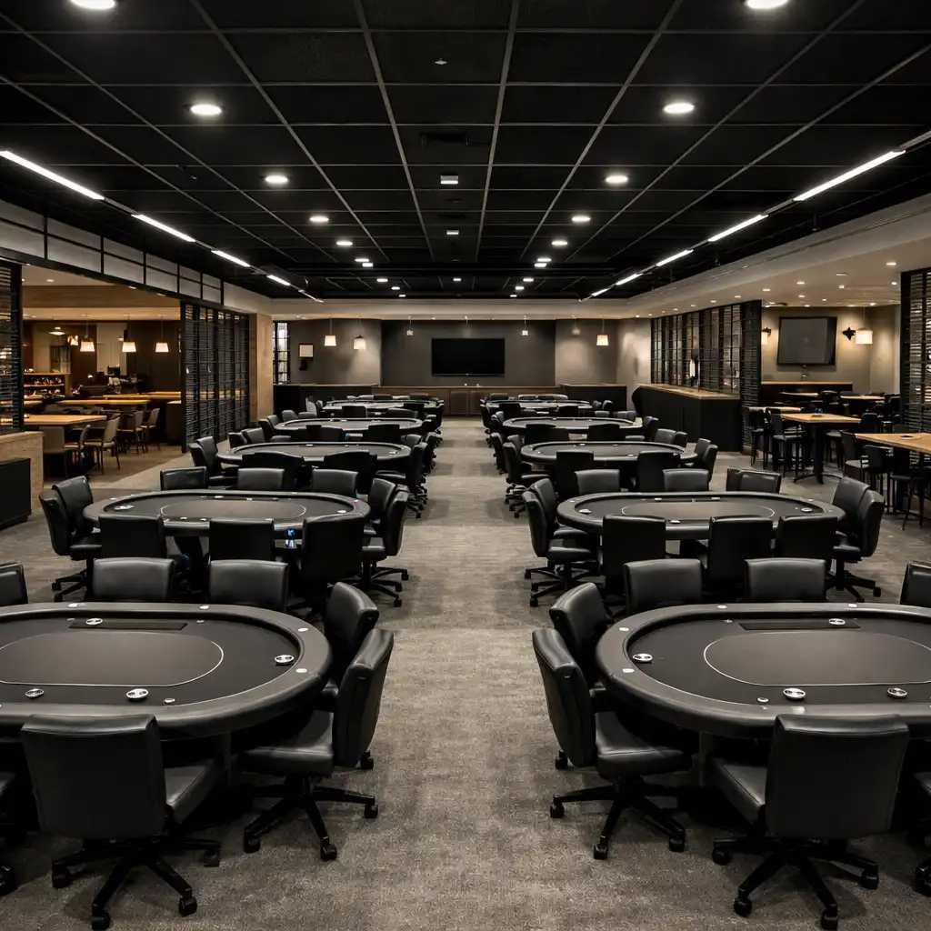 Structured interior layout of Ember Ace Evenings venue showing table zoning
